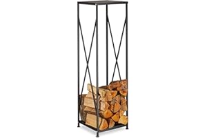 Gr8 Garden Large Black Metal Steel Firewood Rack Log Storage Holder Tall Shelf Stand