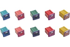 BOJACK Asortyment Jcase bezpieczniki 20A 30A 40A 50A 60A Motoryzacyjny zestaw bezpieczników w kształcie litery Niski profil dla samochodów i ciężarówek (opakowanie 10, 2 dla każdego wzmacniacza)