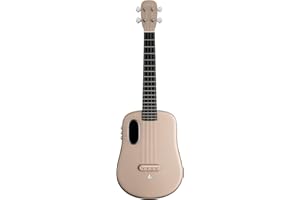 LAVA U, Ukulele in fibra di carbonio con effetti tenore da viaggio con plettro custodia e cavo di ricarica (FreeBoost, Sparkle Gold, 66 cm)