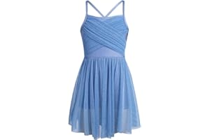 IEFIEL Vestido de Danza Ballet Contemporánea para Niña Maillot con Falda Ballet Tul con Purpurina Vestido de Gimnasia Rítmica Patinaje Disfraz de Bailarina 4-16 Años