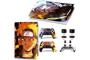 MaD Vision® Skin NARUTO, pour PS5 Version DIGITAL/DIGITAL Cover|Film Adhésif|Anti-Rayures|100% Vinyle|Qualité HD + Lot de 8 Patins en Caoutchouc pour Playstation 5 Manette/Joystick