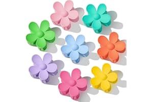 LYMYBETY 8 Pcs Hair Claw Clips, Non Slip & Strong Hold Flower Claw Large Hair Clips for Medium Thick Hair 8 Colors French Hair Accessories for Women and Girls Straight, Curly & Wavy Hair
