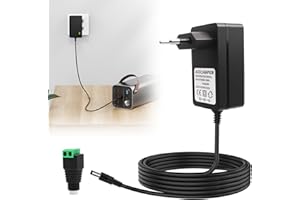 TOALUEA 12V 2A Fuente de Alimentación 24W para Tiras LED, 1.2M Transformador AC 200-240V a DC 5,5 X 2,1mm, Adaptador de Controlador, Power Supply para Impresora Escáner Router Disco Duro Externo