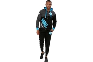 HNL PROJECTION Men Tracksuit Set Bottom Full Zip Hooded Top Joggers Trouser Casual Fleece Gym Suit