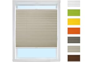 PLISART Roleta plisowana z zaciskami mocującymi (montaż szara, szer. 75 cm x wys. 200 cm), roleta Easyfix, mocowanie zaciskowe, bez wiercenia, napięta/roleta, ochrona przed słońcem i oknami, kolor i rozmiar