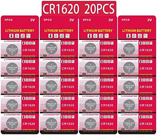 JOOBEF CR1620 Lithium 3V Battery, Electronic Coin Cell Button(20 Pcs)