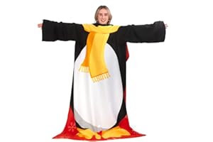 Snug Rug Świąteczny koc polarowy z rękawami, czarno-biały