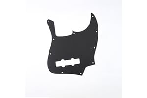 Musiclily 10 trous Pickguard JB Basse pour Fender US/Mexique Made Standard Jazz Bass, 1 pli Noir Muet