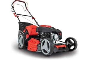 Scheppach MS225-53 Benzin Rasenmäher mit Antrieb - 6PS | 53 cm Schnittbreite | Reinigungsfunktion | 65 Liter Fangkorb | Stahlgehäuse | 7-stufige Höhenverstellung | Mulchfunktion | Seitenauswurf