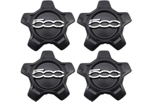 NHPY 4 Pezzi Coprimozzo Per Fia-500X Copri Ruota Hup Trim, Accessori, Sostituzione Per Fi-At 500X Oe:735626312，Verificare la compatibilità del veicolo prima dell'acquisto(Nero/argento,A)