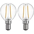 Paul Russells LED Filament Golf Ball Light Small Edison Screw E14, 25w Equivalent 2.5W 250LM Mini Globe G45 LED Bulbs, 2700K Warm White, Energy Saving Chandelier Non-Dimmable Lightbulbs, 2 Pack