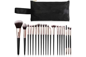 mreechan Pinceau Maquillage,20 Pinceaux de Maquillage Professionnel Maquillages Set Ensemble Pinceaux Maquillage Noir avec Sac De Rangement pour Fond De Teint Le Visage Ombres à Paupières
