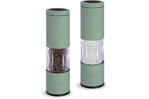 TLYSXPRO Salt and Pepper Grinder Set with Adjustable Coarseness | Manual Pepper Mill Grinder with Refillable Design | Ceramic Core | Kitchen Essential (2 Packs, Sage)
