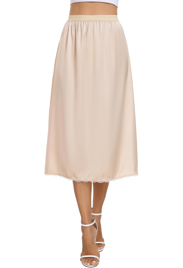 Jupon Invisible Femme - Demi-jupe Courte élastique - Coton élasthanne - Tailles S-XXL - Noir/Beige - Parfait Sous Robes Et Jupes
