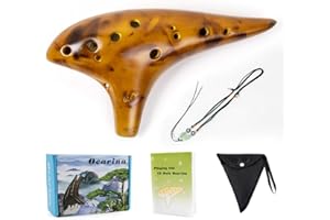 LOTMUSIC Okarina Zelda,Okarina 12 Loch,Okarina FlöTe,Alto C mit Song Book Neck String Neck Cord (Gelb)