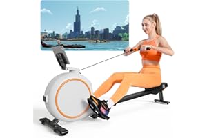 ‎LACUFFY Lacuffy Indoor Rudergerät Magnetisch mit 32 Leisen Widerstandsstufen, Rudergerät 135 kg Kapazität App-Kompatibel, Cardio-Trainingsgerät für Zuhause mit LCD-Monitor