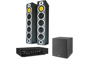 Fenton HiFi Tower Speaker System with Subwoofer, Floor Standing Speakers, Amplifier & Cables – Bluetooth, Optical Input, RCA Line Inputs, 12” Active Subwoofer for Home Stereo, TV | stereo system