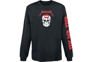 Metallica Kill 'Em All - Skull Hombre Camiseta Manga Larga Negro Regular