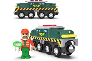 TOPLIVING Train de locomotive d'action à piles (connexion magnétique) - Puissant kit de train, compatible avec Thomas, Brio, Chuggington - Jouet de train pour tout-petits