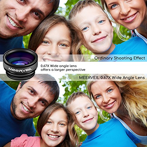 Meerveil Fisheye Lente Smartphone, Mini 3 in 1 Clip-on, Lente Fisheye Suprema 180 Gradi, Lente Grandangolo 0.67X, Lente Macro 10X, per iPhone6/6s/7/8, Samsung, Huawei, e altri cellulari