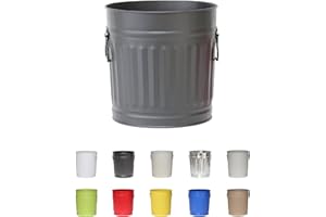 Jinfa Pattumiera per differenziata bidone spazzatura vintage in metallo cesta porta giochi contenitore cibo cani | SOLO secchio senza coperchio | Nero | Misura: S | Ø 21 cm, h 21,5 cm | Vol. 7 litri