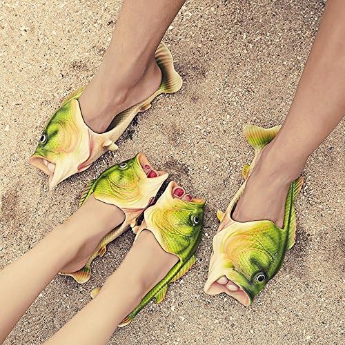 Creative Unisex Fish Shower Slippers Funny Beach Shoes Sandals Bling Flip Flops (40-41 (Adults) 24.5cm)