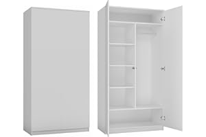 CDF ESME - Scandinavian style double bedroom wardrobe - 90x50x180-2 doors - Dressing room - Plenty of storage space