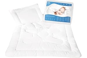 Baby Comfort Toddler Cot Bed Duvet & Flat Pillow Filling Set 135x100 cm All Seasonal White Bear Design