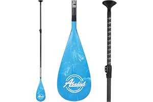 Abahub Pagaie Paddle Carbone avec Paddlesac Sup Paddle Extensible 170-218cm pour Sup Planche Surf Manche en Carbon, Plastique Pale en Wave Print Noir/Gris/Bleu/Orange/Rouge/Jaune