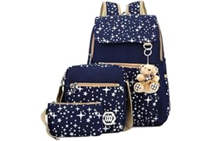 FS-PINGXIANG Kids Backpack School Bag Set - Girls Boys Waterproof Bookbag Rucksack Daypack 3 Piece Set with Crossbody Bag, Pencil Case or Phone Bag for Teenage Primary Secondary Junior High School (Blue)