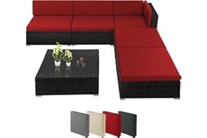 ‎MONTAFOX Montafox Poly Rattan Lounge Sitzkissen 7cm Gartenmöbel Ecklounge Frei Kombinierbare Elemente Ecksofa Tisch Gartengarnitur Garten Balkon Terrasse Outdoor, Farbe:Abendsonne