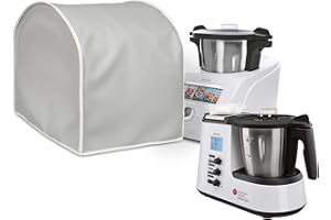 HOMELAY Funda protectora de calidad TOP compatible con Monsieur Cuisine Connect y Plus (robot Lidl) Fabricación artesanal en España. Material Polipiel antimanchas, antibacterias. Gris