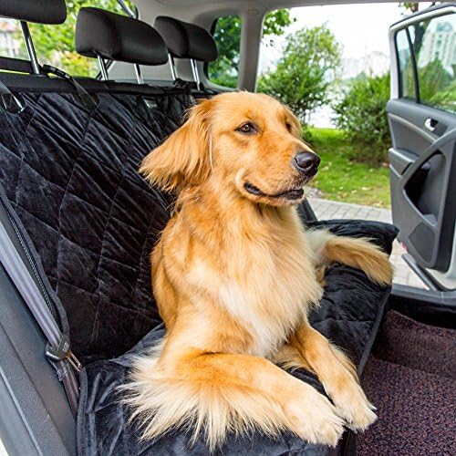 Pidsen Dog Seat Cover for Pets and Kids and Protects Your Rear Seats from Dirt, Hair or Dander- Waterproof Rear Seat Protector- Heavy Duty with Side Flaps (Black)