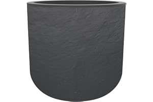 EDA - Pot Rond 50 cm Volcania'Up 67 L - Décor Imitation Pierre - Simple Paroi - Zone de Rétention d'eau - Ø 48,5 x H.46,2 cm - Gris Anthracite