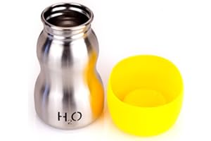 H2O4K9 Stainless Steel Dog Water Bottle and Travel Bowl, Small, 270 ml, Sunshine Yellow