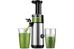 KIDISLE Compact Juicer Powerful Cold Press Juicer High Juice Yield Juicer Machines Easy to Clean Professional Slow Masticating Juicers for Fruits and Vegetables Reverse Function 600ml Cup Brush