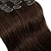 Deluxe Double Weft Remy Human Hair Clip in Extensions Full Head Set 8 Pieces 10"-22" Grade 7A Real Natural Long Straight Silky Soft(18"-140g,#2 Dark Brown)