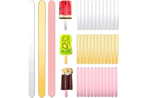 GOIEHIR Acrylique Baton de Glace, 36 Pièces Popsicle Acrylique pour Les Desserts, Les Glaces, Les Gâteaux, Les Fêtes, Les Bricolages,3 Couleurs