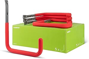 Alberts 802196 Wandhaken | wahlweise in verschiedenen Größen | grau, mit roter Gummierung | Durchmesser Ø18 mm | 300 x 250 mm | 5er Set