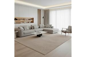 Jimri Moderner Teppich Wohnzimmer – Weich, Strapazierfähig & Pflegeleicht – Einfarbig Beige, Rund & Rechteckig – Hochwertige Verarbeitung – Oeko-TEX Zertifiziert – Beige, Rechteckig 160x230 cm