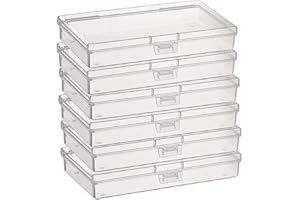 Gebildet 6Pcs Boîtes de Rangement Rectangulaires en Plastique Transparent avec Couvercle pour Petites Perles, Pilules, Herbes, Objets d'artisanat, Bijoux