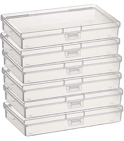 Scatola Organizer 8 Scatoline Di Plastica Trasparente Con Coperchio - Organizzazione Piccoli Oggetti, Impilabili, 15.5x9.3x3 Cm Scatole Impilabili Ufficio Casa