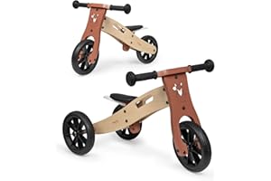 hauck First Ride Eco, Volpe - Triciclo e Bicicletta Senza Pedali Evolutivo in Legno per Bambini da 1 Anno Fino a 20 kg, Ruote 7,5 Pollici, Sella Regolabile in Altezza, con Manico di Trasporto