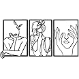 YiYa 3 Pack Black Metal Wall Decor Minimalist Wall Decor Art Modern Abstract Female Body Decor Hanging Single Line Wall Art Decor for Bedroom Living Room Bathroom balcony gallery