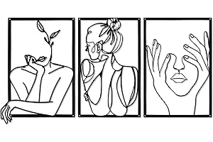 YiYa 3 Packung Schwarzem Wanddekoration aus Metall, Minimalistische Wanddekoration kunst, moderne abstrakte weibliche Körper dekoration für Schlafzimmer Wohnzimmer Badezimmer Balkon Galerie