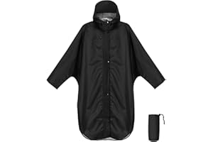 ANYOO Poncho de pluie imperméable avec capuche et manches, Léger manteau de pluie avec poche pour femmes et hommes pour la randonnée, le cyclisme en plein air, taille unique