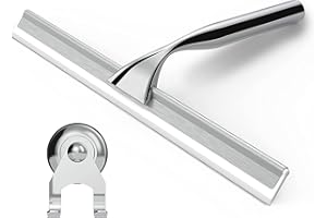 ‎STRACKS stracks® Edelstahl Duschabzieher - Kein Bohren! Duschwischer mit Saugnapfhalterung & 3M Kleber - (Weiß)