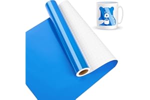 LYA VINYL Vinyle Adhésif Bleu Brillant, 30 x 457 cm Vinyle adhésif Bleu pour Cricut, Silhouette Cameo, Vinyle permanent pour Cadeaux de Bricolage, Mug