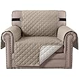 JZS Waterproof Sofa Slipcover, Reversible Sofa Cover Water Resistant Couch Cover with Foam Sticks Elastic Straps Furniture Protector for Pets Kids Children Dog Cat(Khaki,1 Seater)