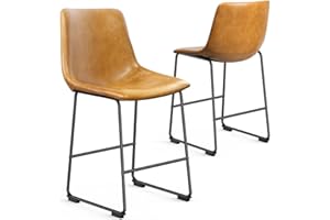 Hamlody Counter Height Bar Stools, Bar Stools Set of 2, Modern Faux Leather High Barstools with Back and Footrest, 25 inch Tall Bar Chairs Armless Dining Chairs for Kitchen Island (40in Height)